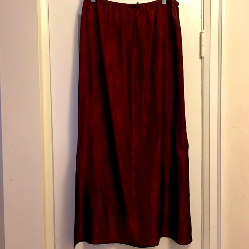 Red metallic maxi skirt
